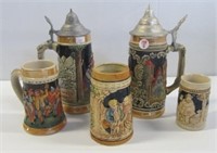 (5) German and Japan decorative steins two have