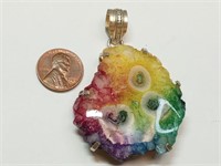 OF) awesome 925 sterling silver rainbow Stone