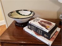 Handmade Bowl with King Spaniel Decor & Books