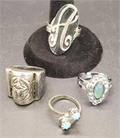 (DT) 3 Adjustable Costume Rings and one Bulky