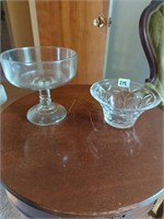 One pedestal dish and one bowl