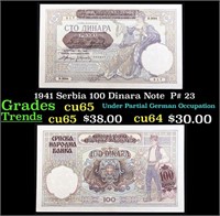 1941 Serbia 100 Dinara Note  P# 23 Grades Gem CU