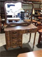 Wood 4 Drawer Vanity with Mirror