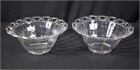 Two Imperial Glass Open Lace Edge 10.5" Bowls