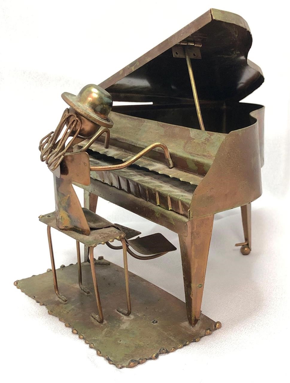 Vintage Sheet Metal Art Music Box - Piano & Pianis