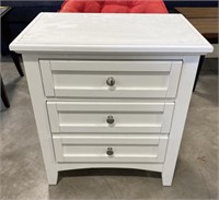 (L) Wood Bedside Table With 2 Drawers. 28” x 16”