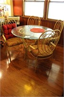 Metal Table with Glass Top & (4) Chairs