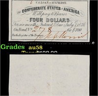 1861 Confederate States Four Dollars Note Grades C