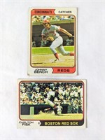 1974 Topps Carlton Fisk & Johnny Bench Cards