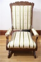 Eastlake Style Carved Walnut Platform Rocker Chair