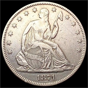 1871 Seated Liberty Half Dollar CLOSELY