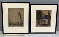 2 Hopper Emory Signed Maryland Etchings