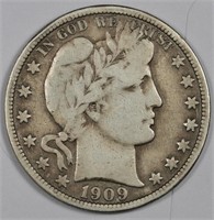 1909 s Better Date Barber Half Dollar