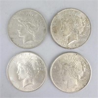 1922, 1923 (2) & 1925 90% Silver Peace Dollars.