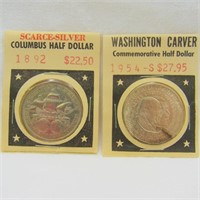 1892 Columbus Expo &1954 S Wash Carver Half Dollar