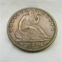 1854 Seated Liberty Half Dollar w/Arrows at Date