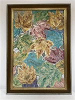 Framed oil painting on canvas, maple leaves
