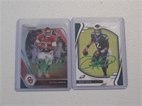 (2)JALEN HURTS SIGNED SPORTS CARDS WITH COA