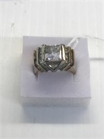 large CZ Ring Size 8 .925 silver