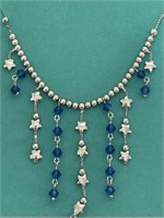 BEAUTIFUL STERLING SILVER BLUE CRYSTAL NECKLACE