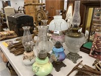 6 Antique Oil Lamps