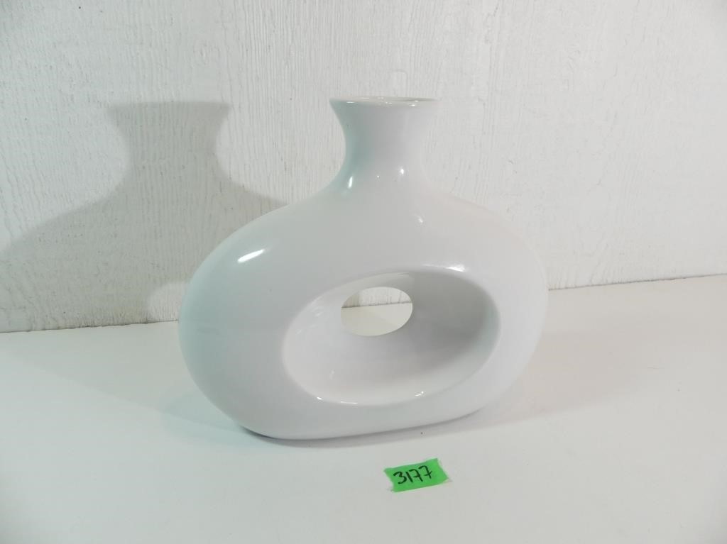 White ceramic Vase 10"tall x 12" wide