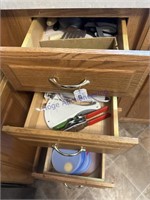 CONTENTS OF DRAWERS- ROLLING PIN, CAN OPENER,