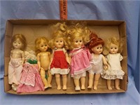 6 Celluloid & plastic dolls