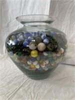 Large Glass Vase w/ Marbles