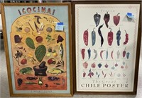 (2) Posters Hispanic Peppers/Food