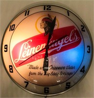 Leinenkugels Beer Lighted Wall Clock Bar Sign