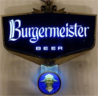 Burgermeister Beer On Tap Lighted Rotating Sign
