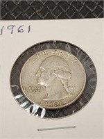 1961D  silver Washington quarter