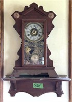 Kitchen clock Walnut w/shelf