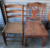 Pair of Vintage Oak Wooden Chairs