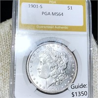 1901-S Morgan Silver Dollar PGA - MS64