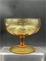 Empoli mcm Hand Blown Amber Glass Pedestal Compote