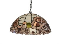 Larger, lavender leaded glass hanging light