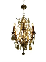 (210) Louis XV six light crystal chandelier