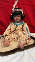 Native American girl on rug