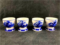 (4) Dutch Delft Cups Blue