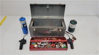 Toolbox with plumbing tools and torches