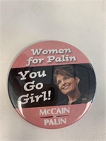 Women for Palin You Go Girl McCain Palin pin