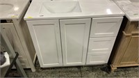 36” WHITE CABINET WITH A WHITE VANITY TOP-1 BOWEL