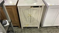 24” WHITE WASHED CABINET WITH CREAM VANITY TOP