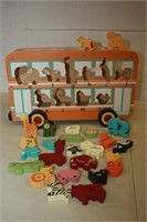 Wooden Educational Toy Bus & Animals