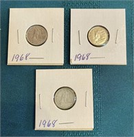 3 X 1968 TEN CENT