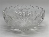 Heavy Crystal Bowl w/ Pressed Fruit Pattern
