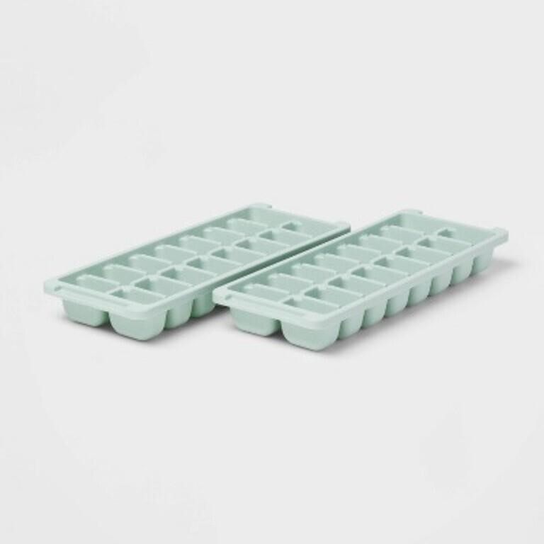 2pk Mint Green Plastic Ice Trays - Essentials