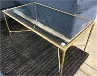 Modern gold Trim Coffee table Glass Top